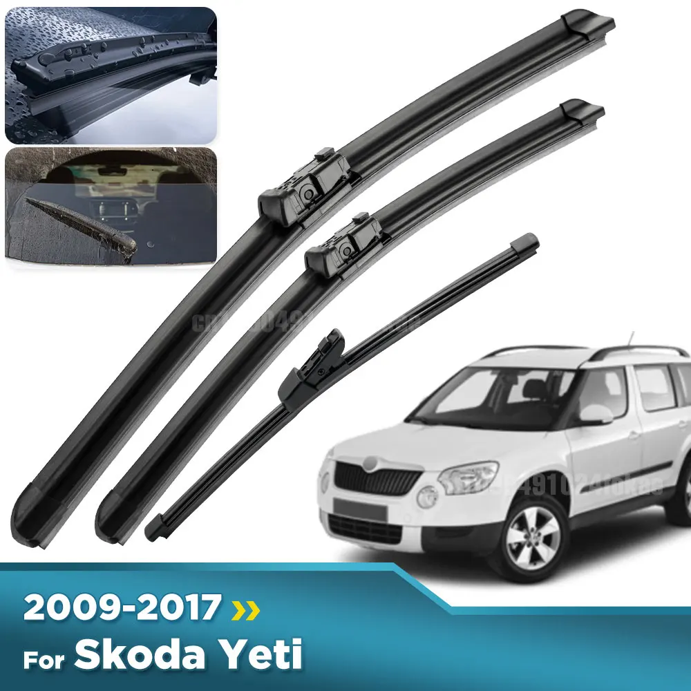 

For Skoda Yeti 2009-2017 2010 2011 2012 2013 2014 Wiper Front & Rear Wiper Blades Windshield Windscreen Window Brushes 24"19"11"