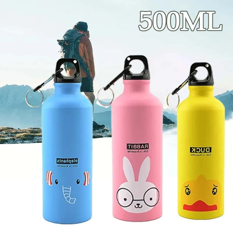500 ml Cartoon Aluminium Wasserflasche Niedlicher Tierdruck Edelstahl Wasserflasche mit Deckel Isolierter Becher Kaffeetasse