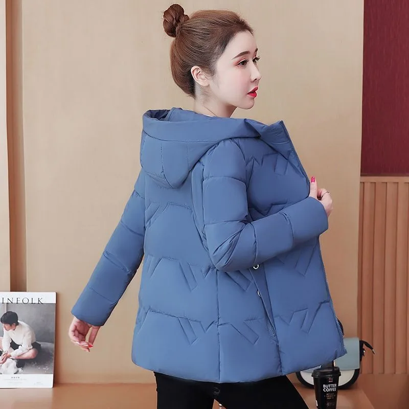 Manteau en coton à capuche pour femme, veste d'hiver, parka courte grande taille, vêtements d'extérieur minces et épais, pardessus chaud Hin, mode féminine, nouveau, 2023