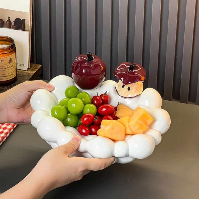

Симпатичная керамическая тарелка с фруктами ручной работы, легкая роскошная высококачественная свежая и простая тарелка для конфет