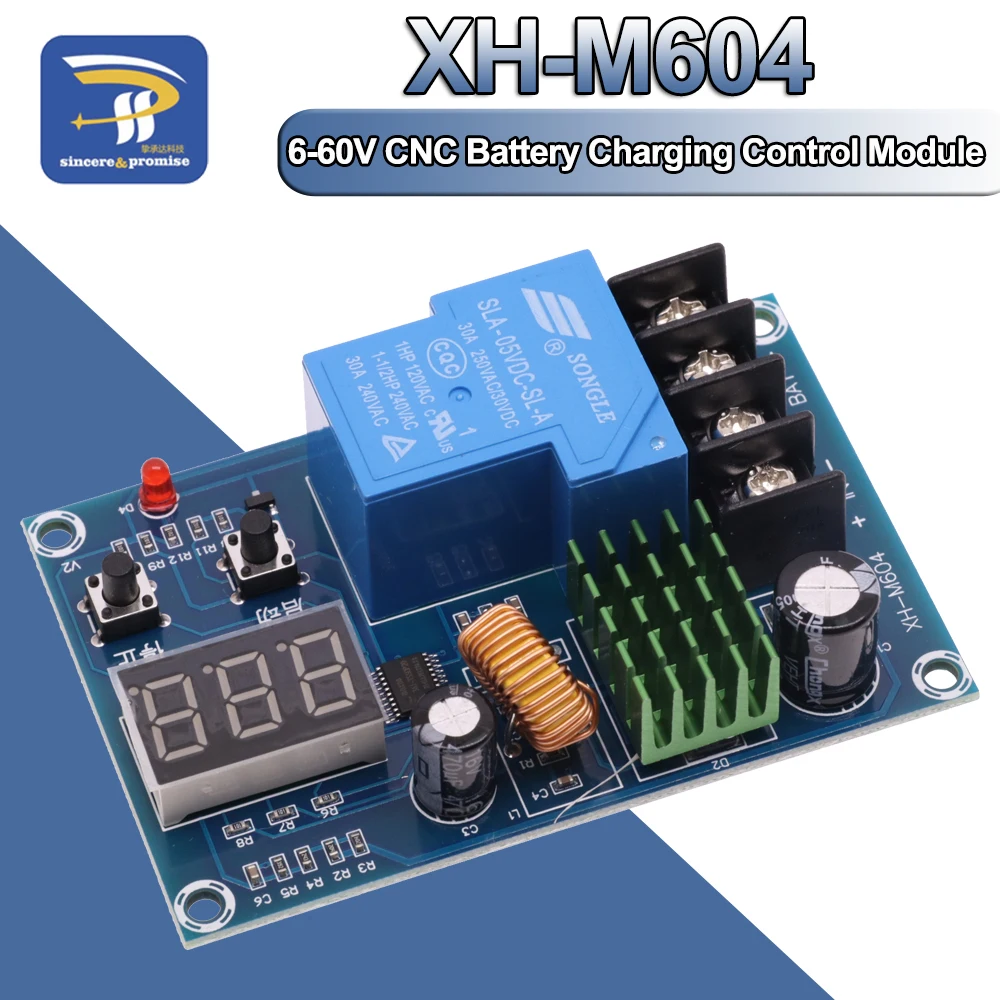 XH-M604 18650 Lithium Battery Charging Control Board DC 6-60V Li-ion Lead Acid Battery Charge Protection 12V Digital Voltmeter