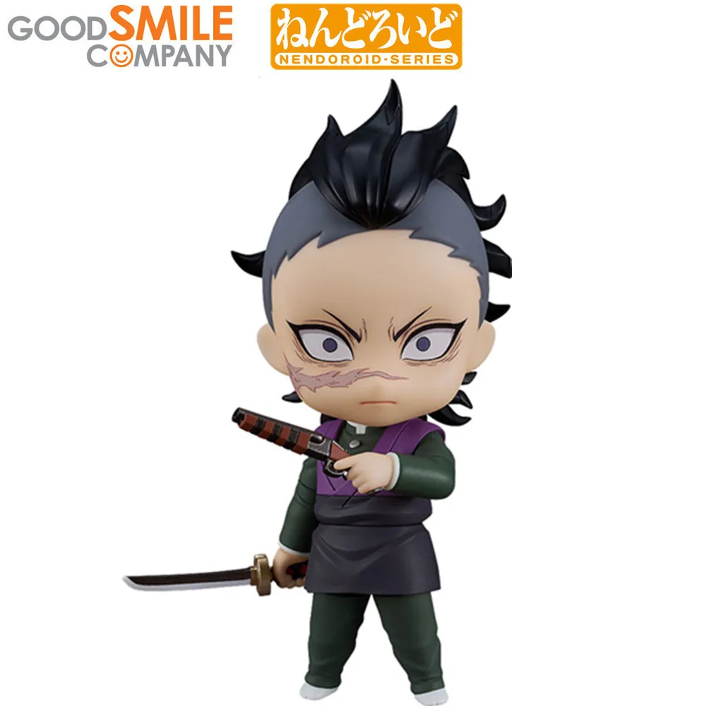 Original Demon Slayer Kimetsu no Yaiba Genya Shinazugawa Anime Figure Kwaii Q Ver. Doll Collector Action Figurine Birthday Gift