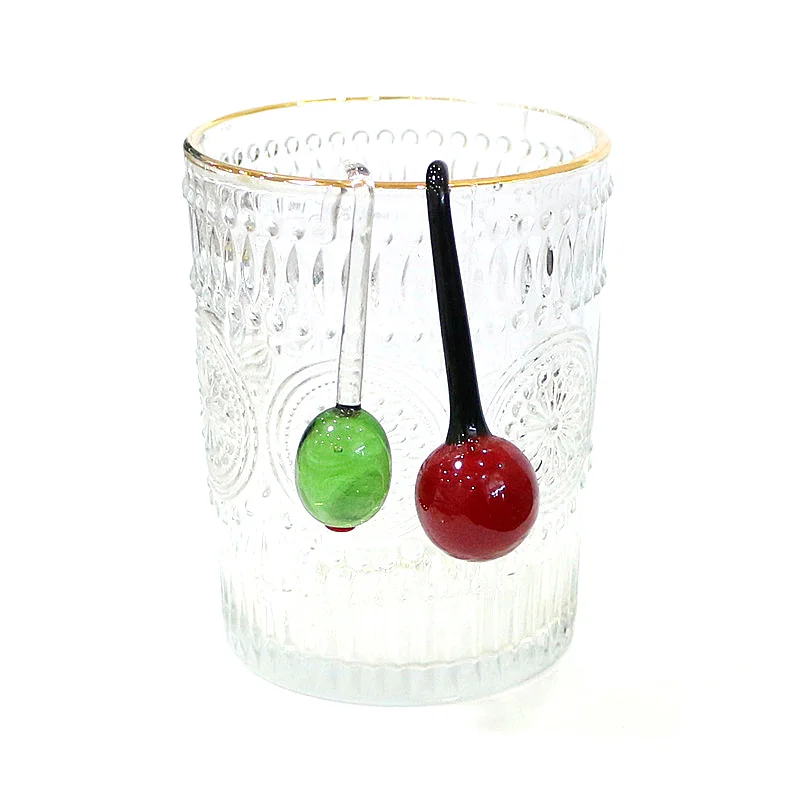 Custom Cute Glass Fruit ornaments Hanging Mini Cherry Olive Pendant for Xmas Party Decor Accessories Bar Wine Glass Drink Marker