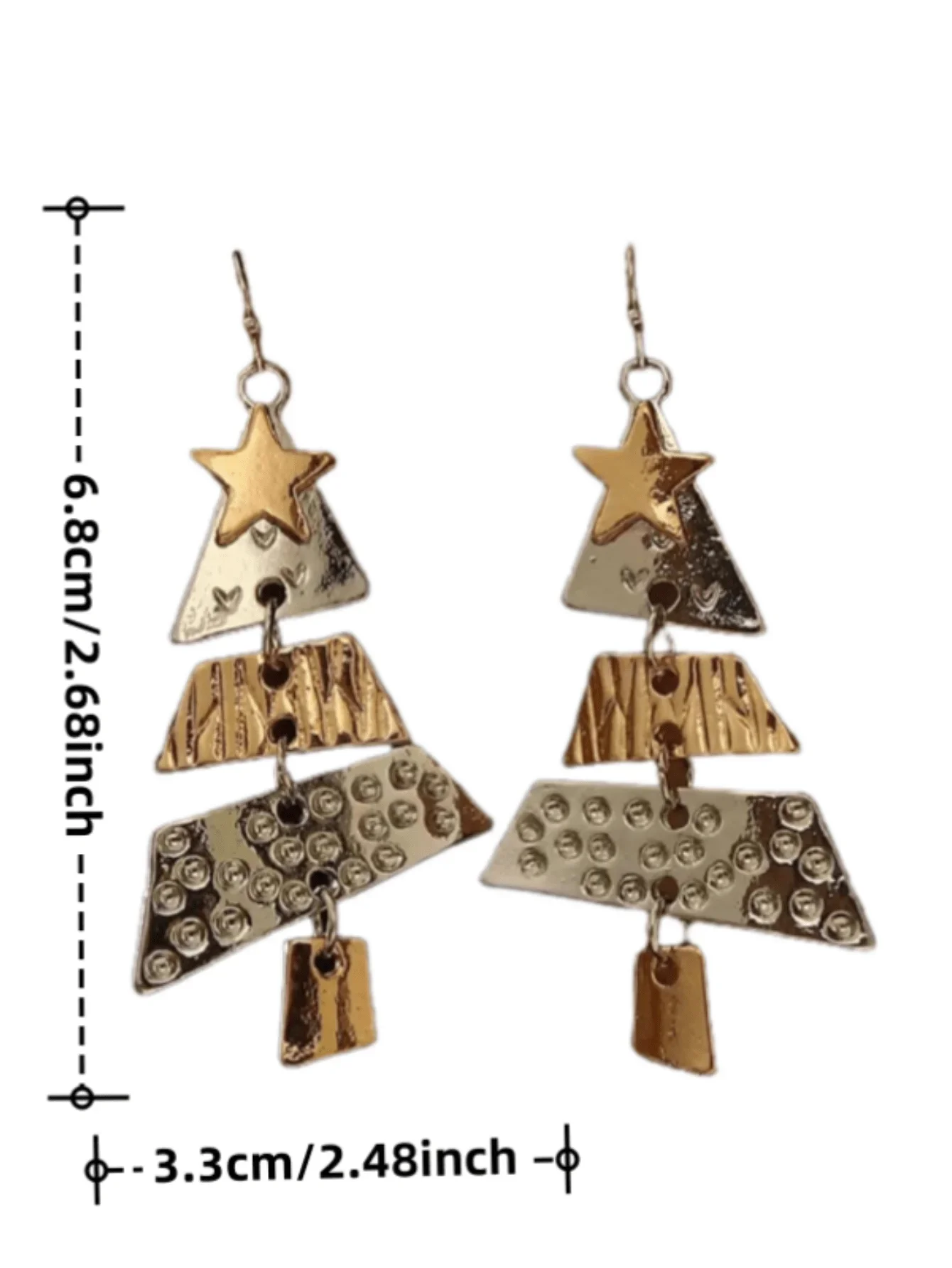 1 Pair High Quality Bi-Color Christmas Tree Design Earrings, Women's Fashion Multicolor Patchwork Dangle Earrings