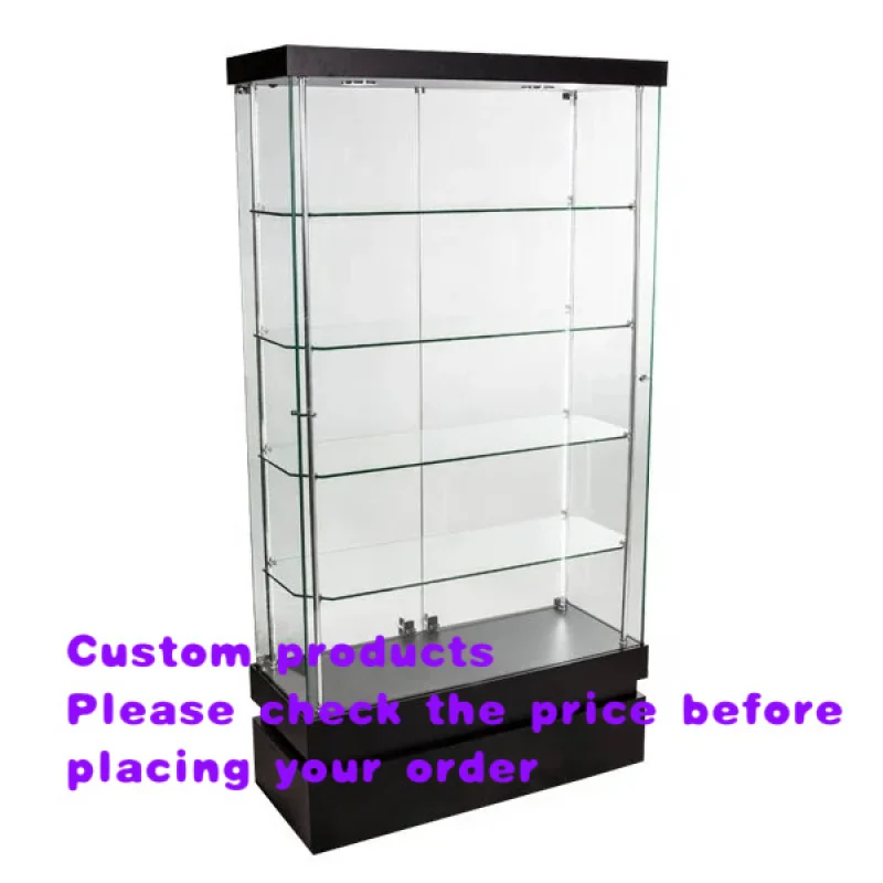 custom.Best Retail Freestanding Tempered Glass Display Stylish Jewelry Showcase 100x40x190cm Knockdown Struct