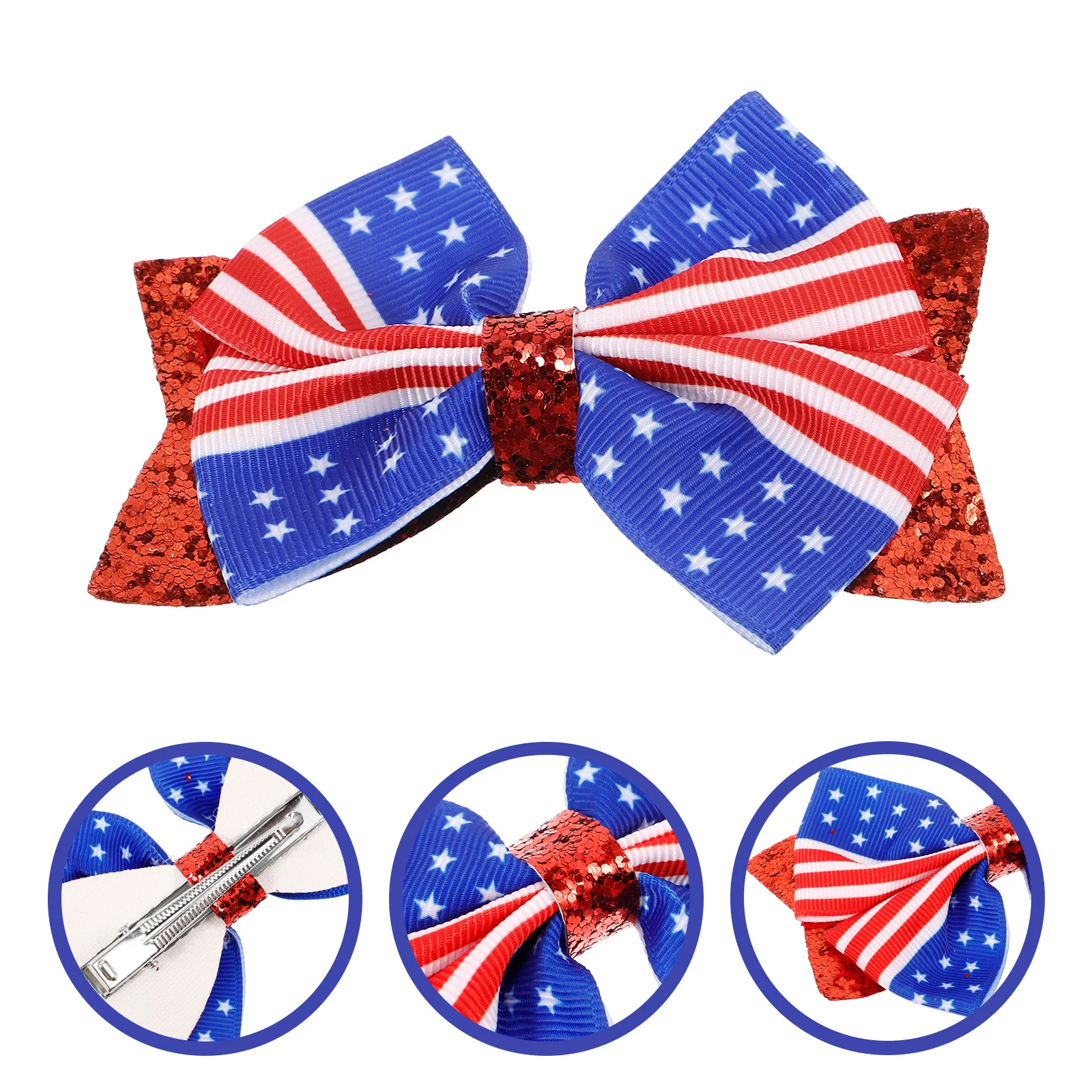 3 قطعة الاطفال العلم الأمريكي الشعر القوس مقاطع الوطنية 4th من يوليو اكسسوارات الفتيات فيونكات شعر لحفلة عيد الاستقلال #6