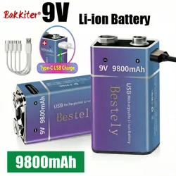 New Long Lasting 9V 9800mAh Li-ion Rechargeable Battery Large Capacity Lithium battery for Microphone Multimeter Smoke Detector