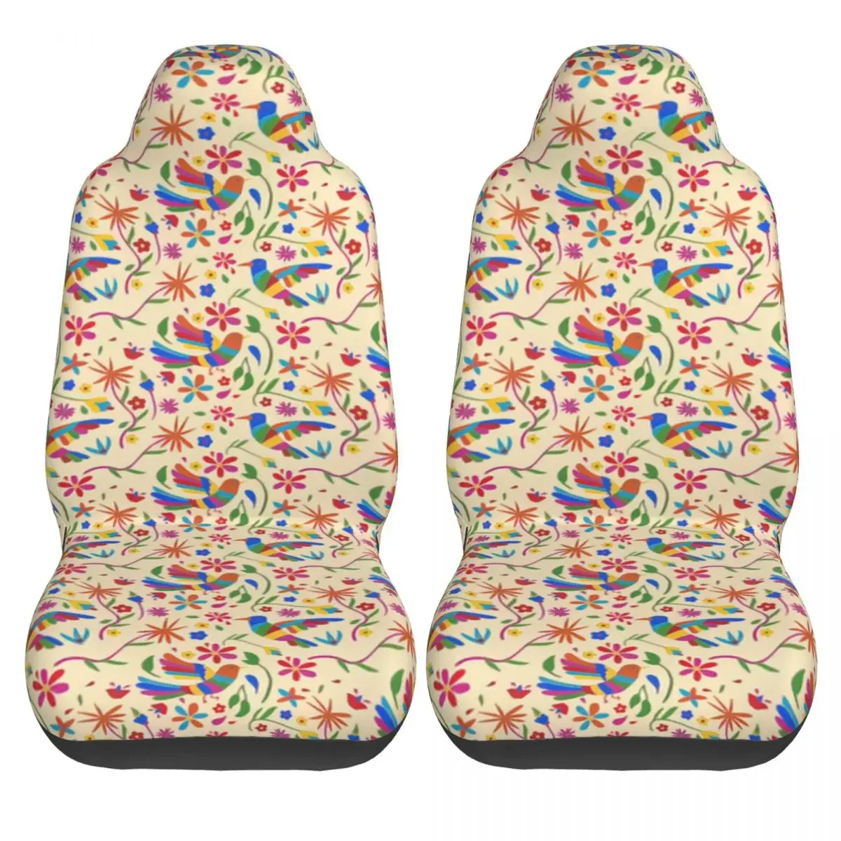 Mexico Otomi Colourful Peacock Bird Pattern Car Seat Cover Custom Printing Universal Front Protector Accessories Cushion Set