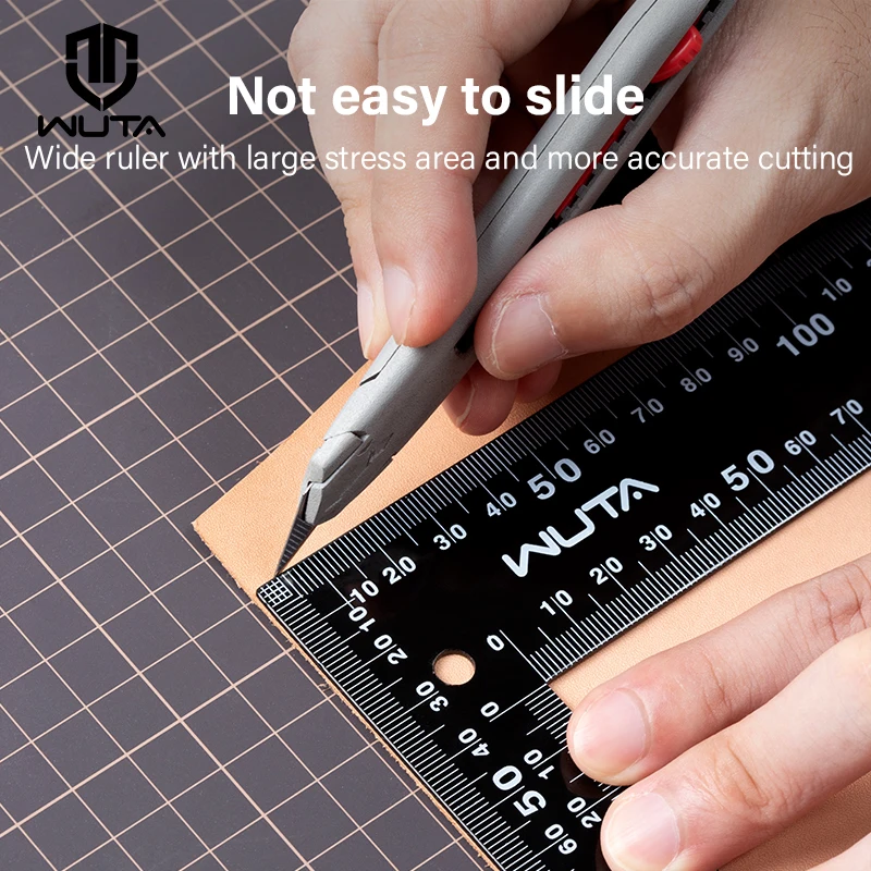 WUTA Leather Cutting Ruler Wide Metal Square Angle Measuring Steel   L-Shaped Ruler Scale 300X200mm for Building Framing Gauges view 4