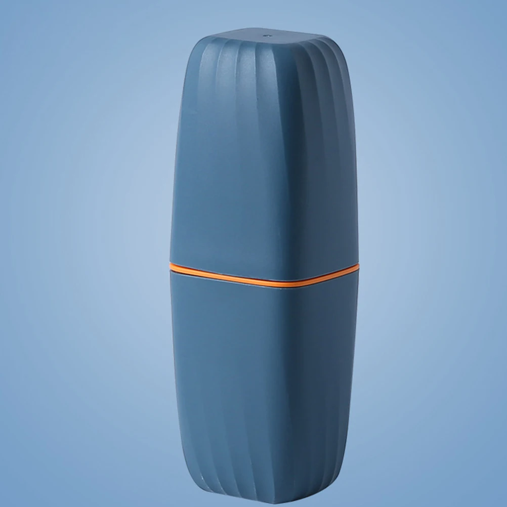 

1 set 1 Set Portable Toothbrush Case Plastic Storage Box For Travel Lightweight Holder Business Trip Home Use Blue White