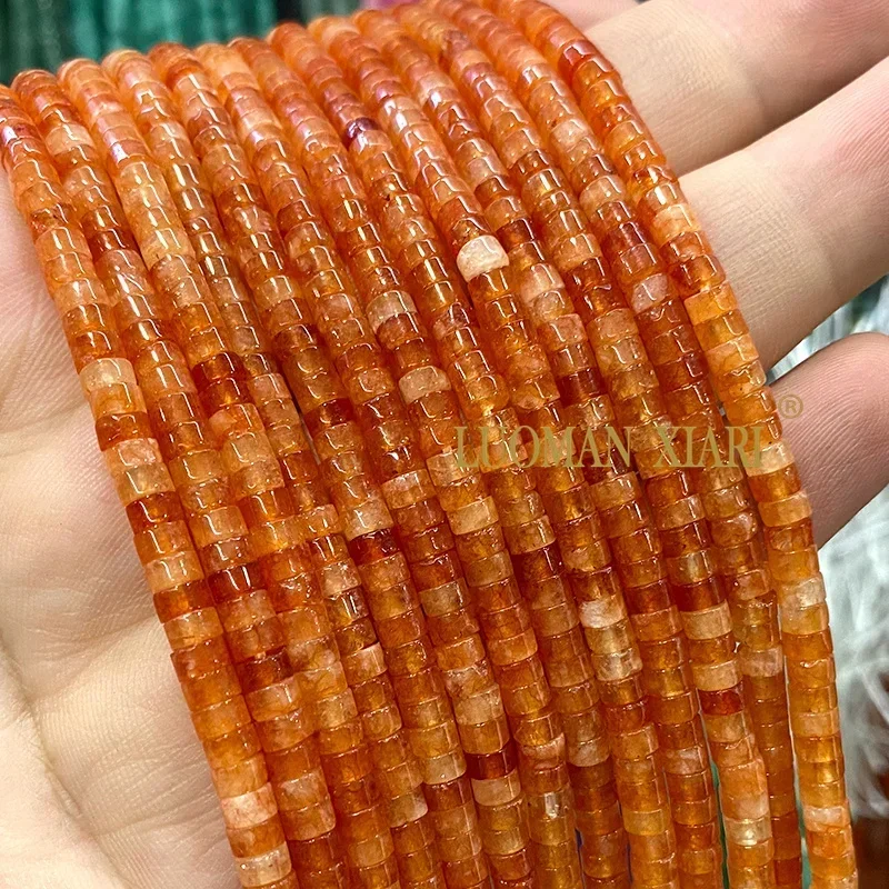 2x4MM Rondelle Natural Stone Orange Chalcedony Angelite Aquamarine Sunstone Spacer Beads for Jewelry Making DIY Bracelet Charms