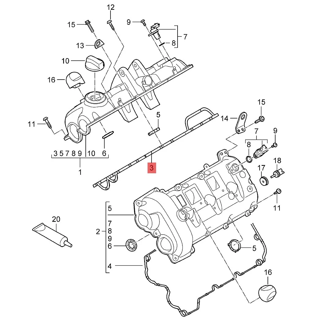 Couvercle de soupape universel pour Porsche Panamera 4, OEM 94610593500 94610593600, 3.6L, 2010-2016