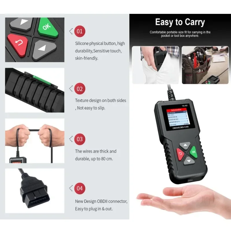 YA-101 Car Doctor Full OBD2 Scanner YA101 for 12V Automotive Check Engine Error Code Reader Diagnostic Tool PK CR3001 view 4