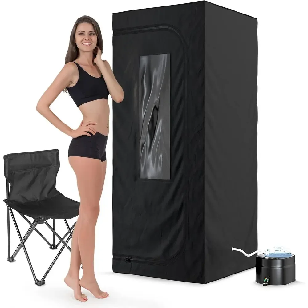 Portable Steam Spa Sauna Kit, Sleek Design, 1500W 4L Steamer, Personal Sauna Tent for Weight Loss and Detox, 16-Level Power & Ti