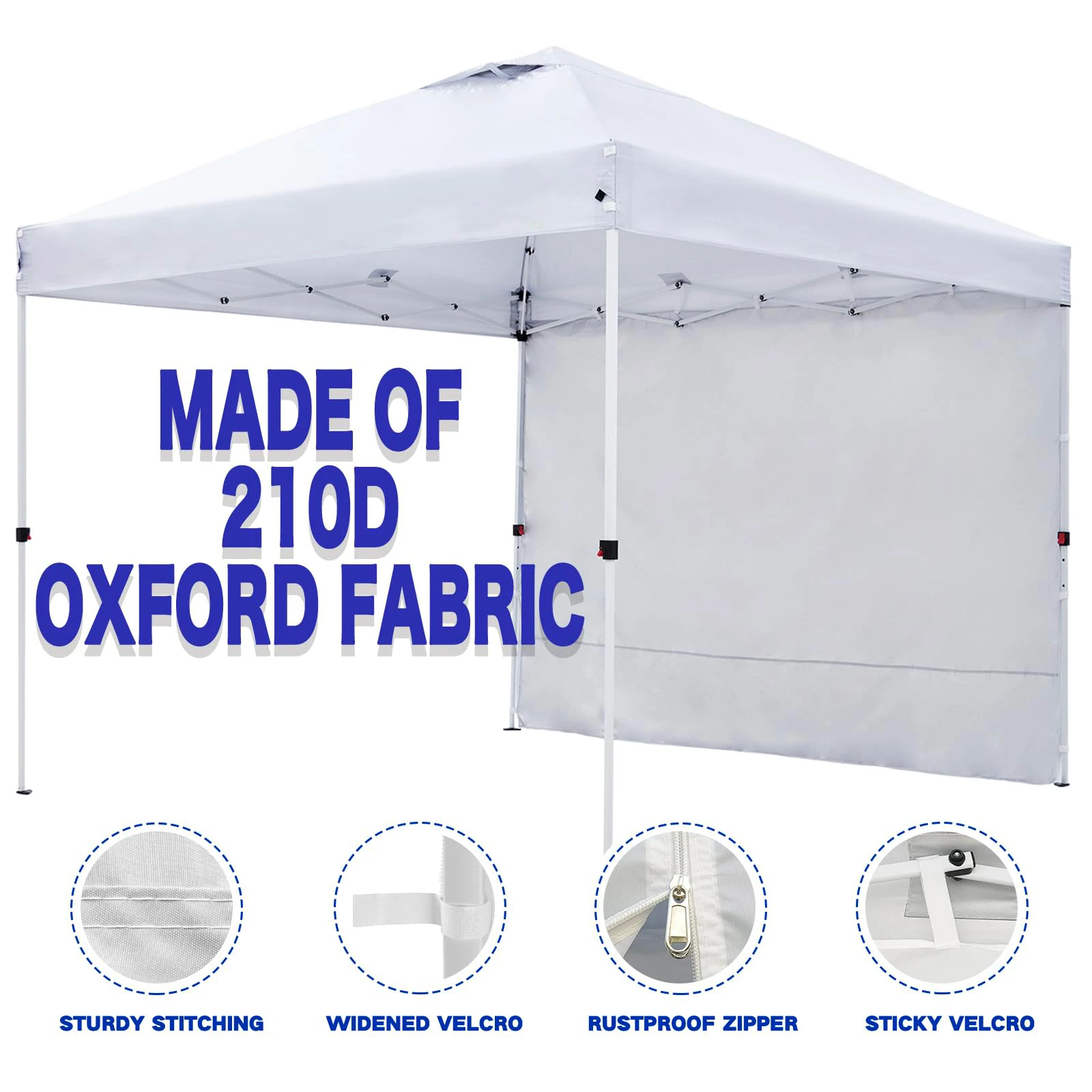 200x300CM Canopy Sidewalls 3Pcs White Waterproof UV Protection with Zipper Connection Tent Sidewalls Straight Leg Gazebos