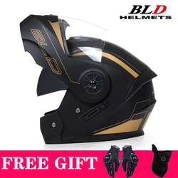 BLD-Casco de motocicleta profesional personalizado para hombre y mujer, protector de cabeza Modular abatible hacia arriba para carreras de Motocross, seguridad para descenso