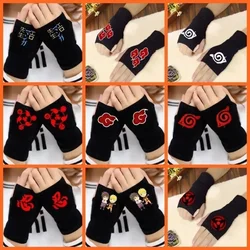 HOT Anime Naruto Gloves Two-Dimensional Animation Cosplay Merchandise Uchiha Konoha Logo Cool Warm and Thick Double-Layer Cotton