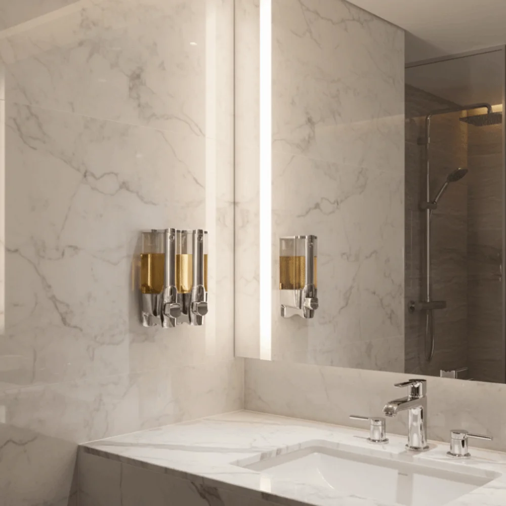 

ABS Wall-mounted Liquid Dispenser 640ml Large Capacity Soap Dispenser Manual Operation Touchless Press Soap Organizer Hotel