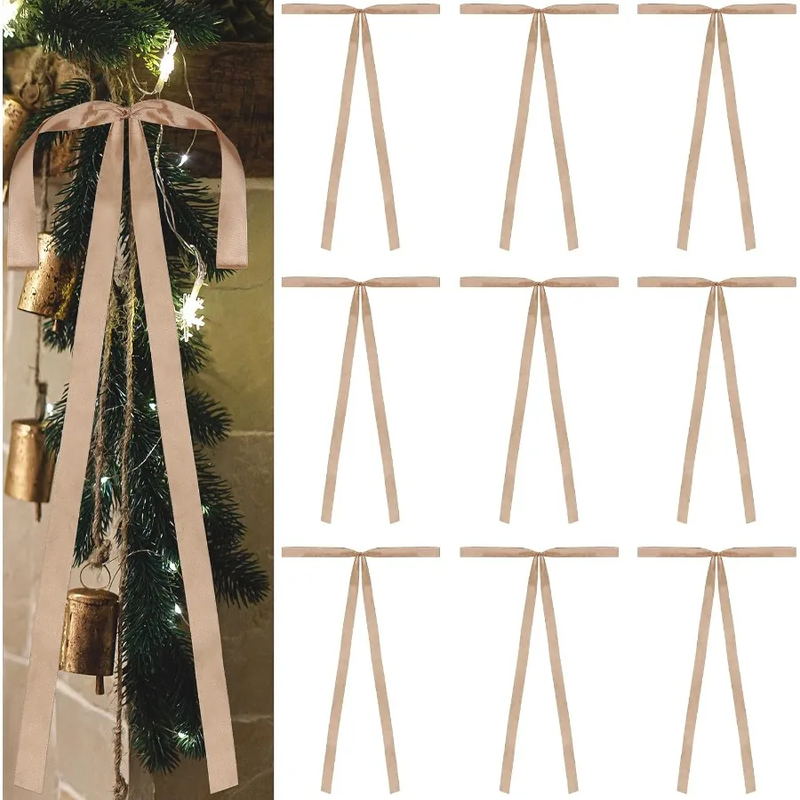 12 lazos navideños de satén de 24.0 x 12.0 in, lazo grande para corona de árbol de Navidad, boda en casa y decoraciones interiores y exteriores