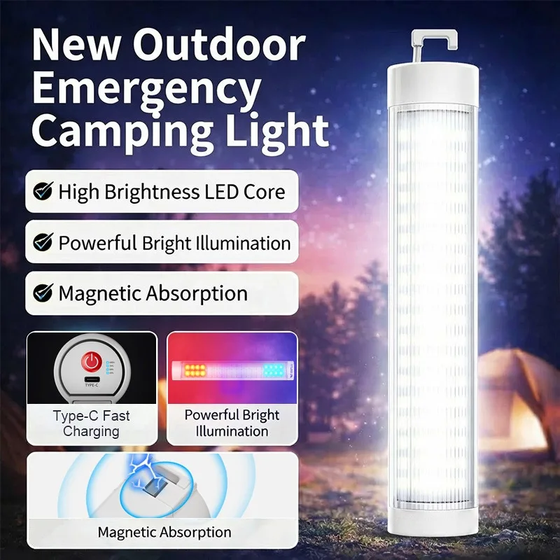 

Перезаряжаемый светодиодный фонарь для кемпинга, портативный аварийный светильник, водонепроницаемая подвесная лампа для походов и выживания на природе