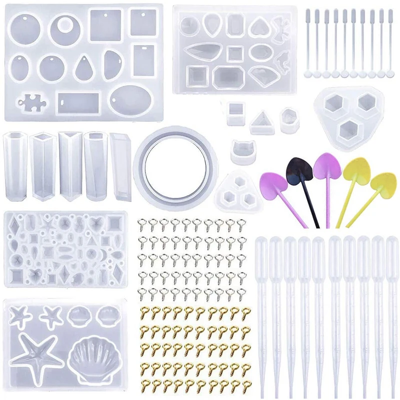 

Resin Mold, 16 Pieces Of Resin Jewelry Silicone Mold With Tool Set, Suitable For DIY Jewelry Crafts, Including Pendants, Bracele