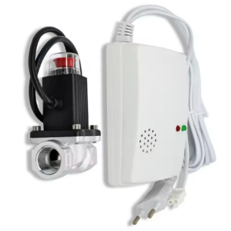 

A38Q-Natural/Liquefied Gas Leakage Detector With Emergency Shut Off Solenoid Valves Alarm Sensor Standalone Auto Monitor EU Plug