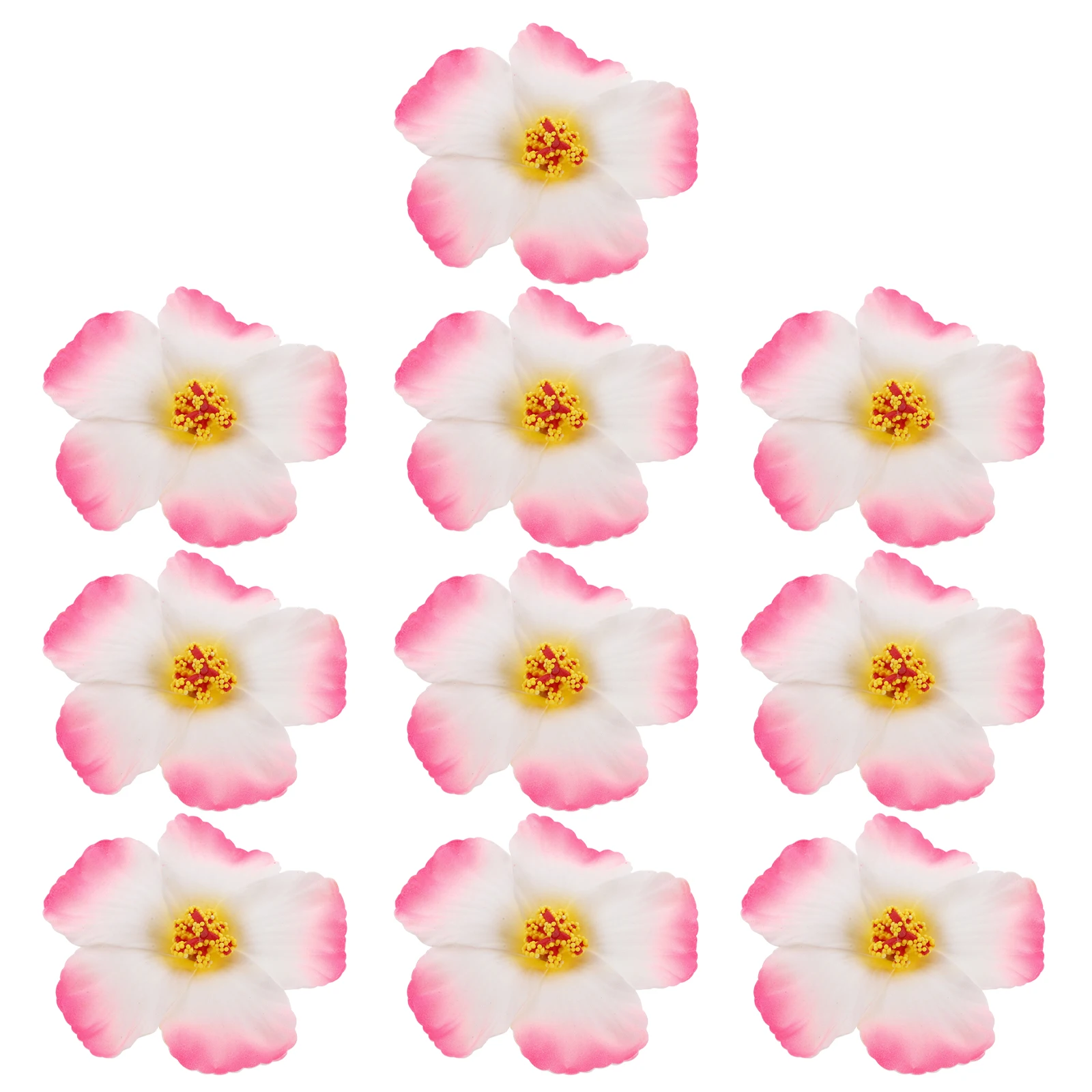 10 Stück künstliche Blumendekoration, realistische hawaiianische Hibiskus-Event-Zubehör, tropische Hochzeits-Party-Accessoires