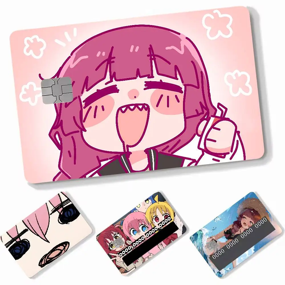 Funny Kawaii Anime Bocchi The Rock! Anime Card Sticker, Cute Anime Girl Bocchi Debit/BUS/CARD/ Credit Card Cover Sticker Decor