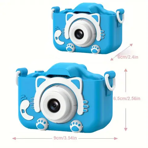 Minor-kamera, 12MP mini-tecknad kattunge digitalkamera med dubbelkamera för Minor (blå) 8 best sales Hello Kitty digitalkamera - №3