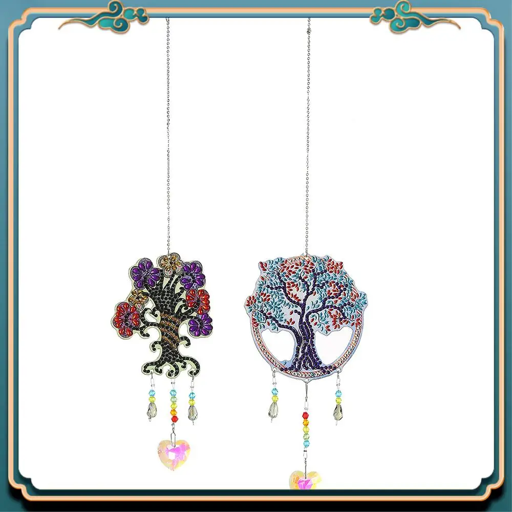 (جديد)-2 قطعة لوحة ماسية ذات شكل خاص لأشجار الحفر نافذة معلقة حلية كريستالية Suncatcher مجموعة أرقام رنين الرياح