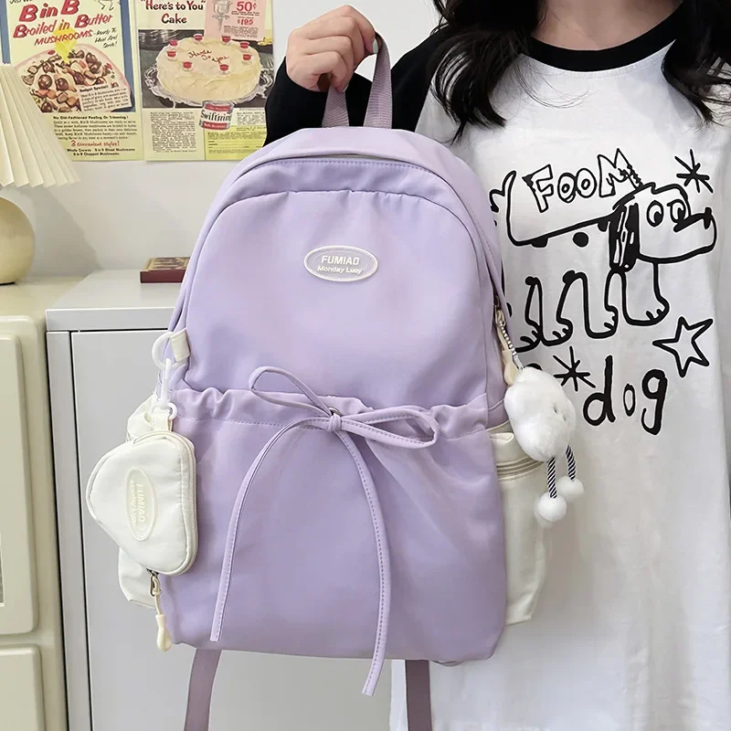 Sweet Cute Girl's Backpack Student New Fashion bow Large School Bag Y2K Korean Travel Female Shoulder Bag for High School