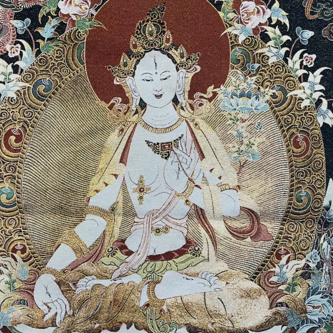 Retro Tangka Embroidered White Tara Decorative Hanging Picture