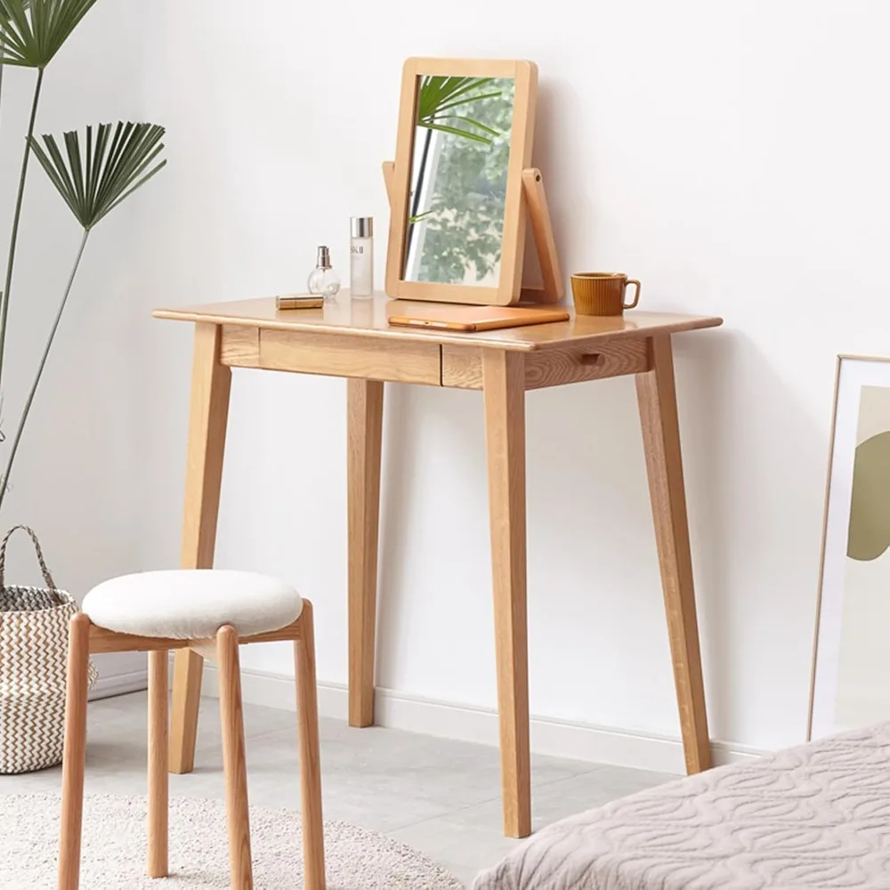 

31.49inch Computer Desk with Drawer, Simple Study Makeup Table for Bedroom, Study Room, Mid-Century Modern Small Writing Desk