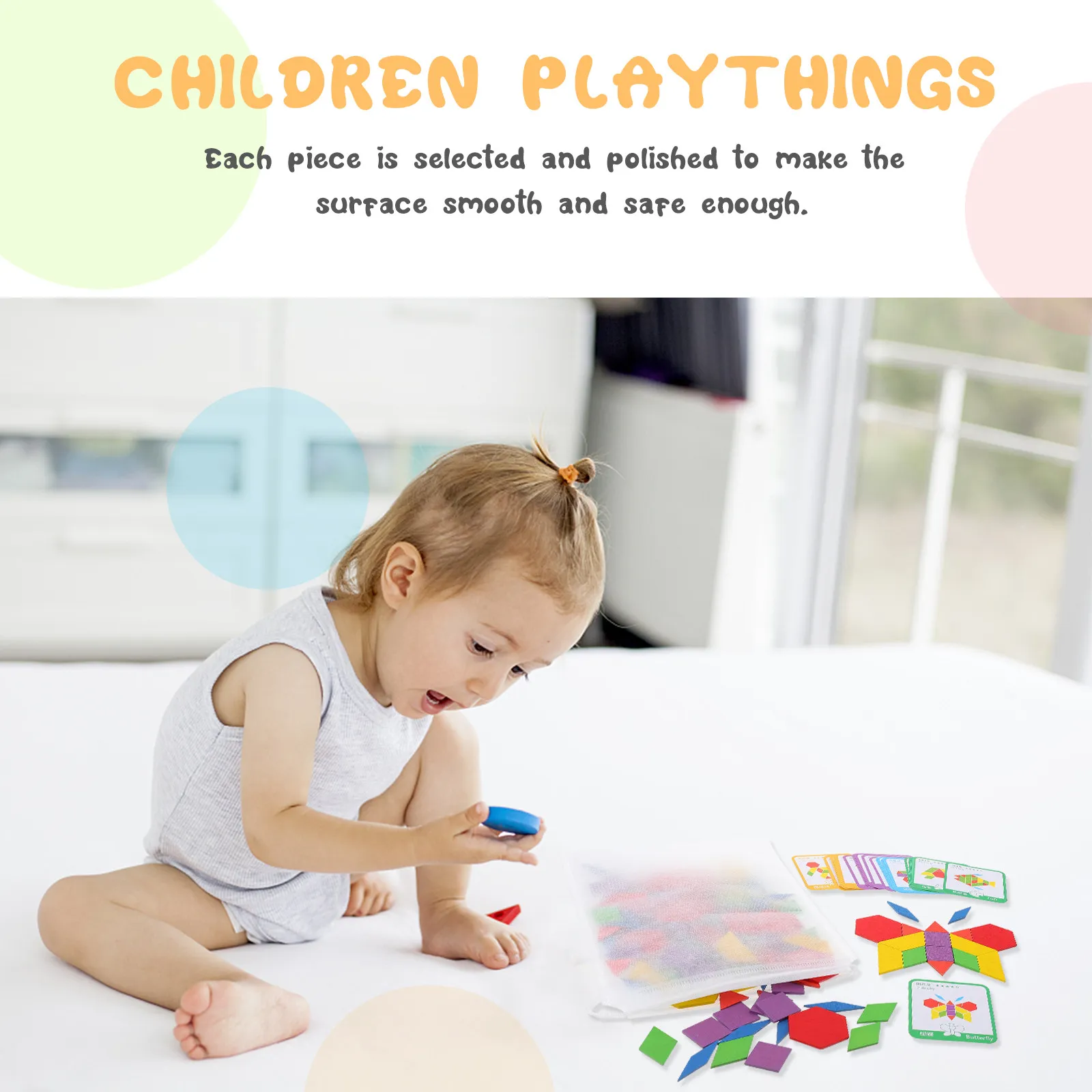 

Набор из 155 деревянных пазлов-блоков: развивающая игрушка для раннего развития, креативная игра для распознавания форм и цветов