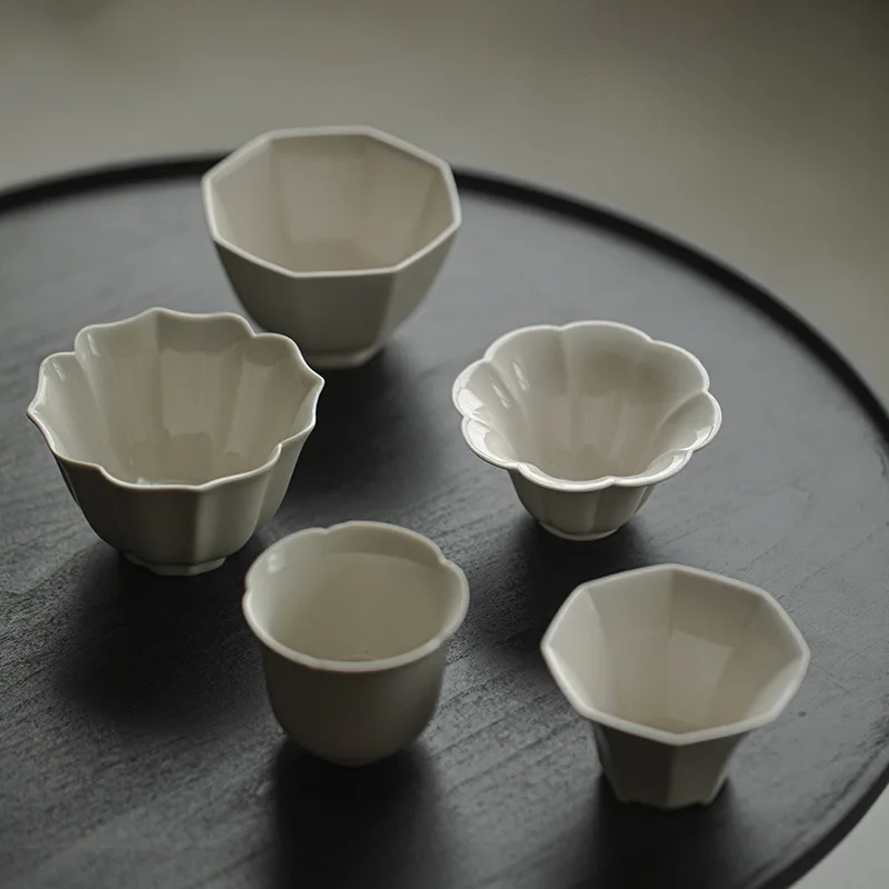 الرماد النباتي زهرة الطين القديم نمط ماستر كوب الكونغ فو طقم شاي الشكل التقليدي تذوق كوب السيراميك المنزلية واحدة