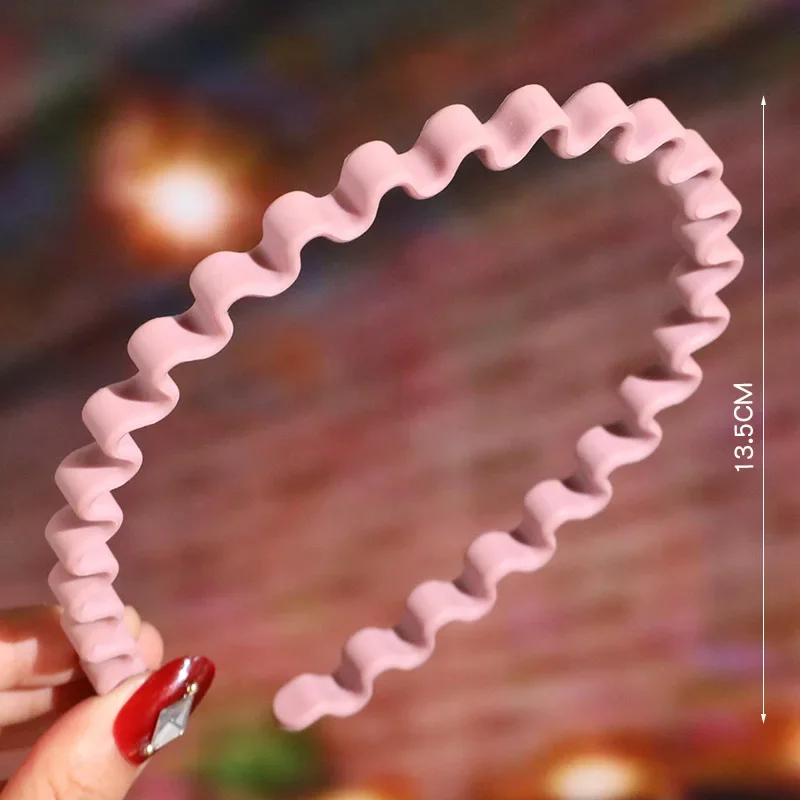 Fashion Solid Color Plastic Non-Slip Headbands Thin Matte Wave Teeth Hairbands for Women Girls Makeup Hair Hoop Hair Accessories