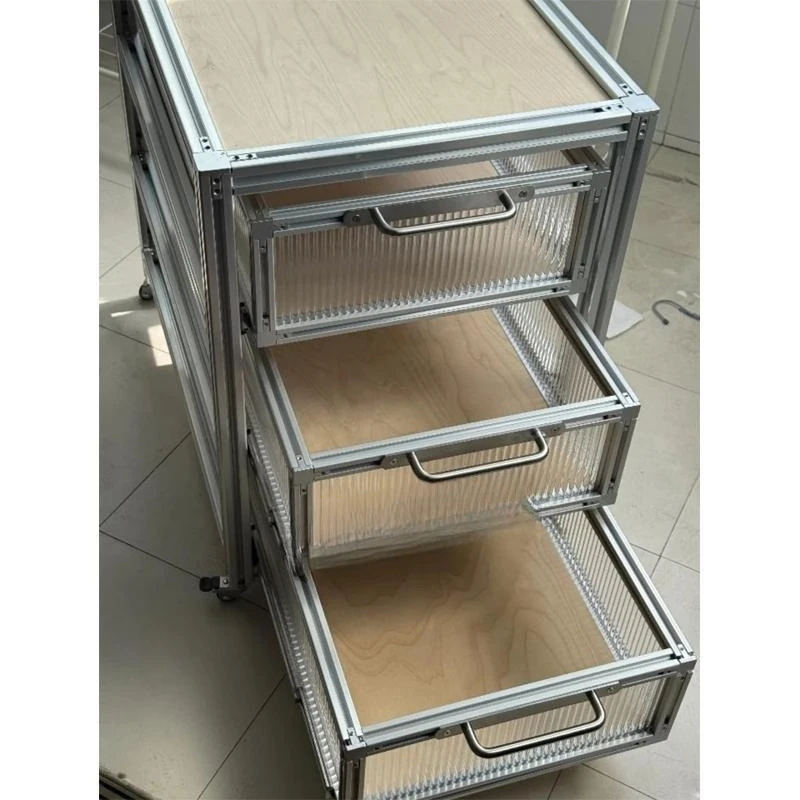 

Simple modern birch ocean board bedside table, sundries display cabinet aluminum profile storage cabinet