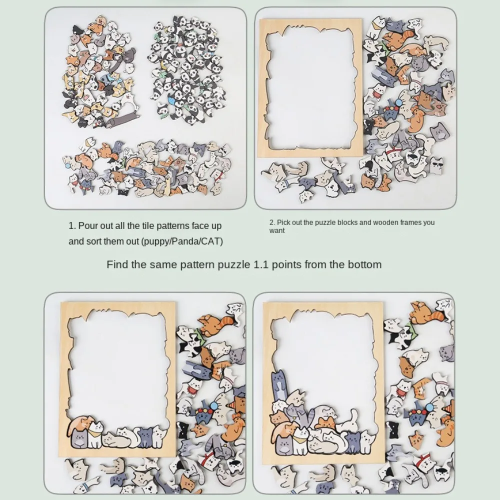 Table Games Irregular Shaped Animal Jigsaw Puzzles Cat Wooden Cartoon Shape Puzzles Panda Dog Animal Shape Puzzles Montessori