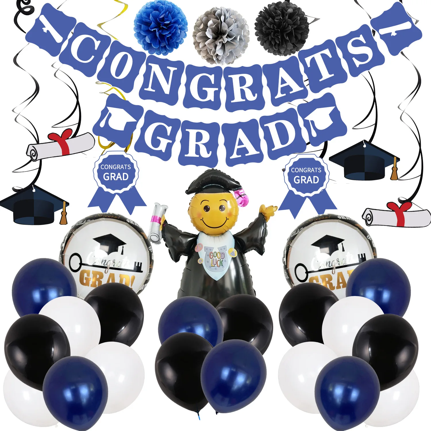 Graduation Balloon Set Graduation Party Balloon Golden Confetti Combo Balloon Congratulations Graduation Party Set