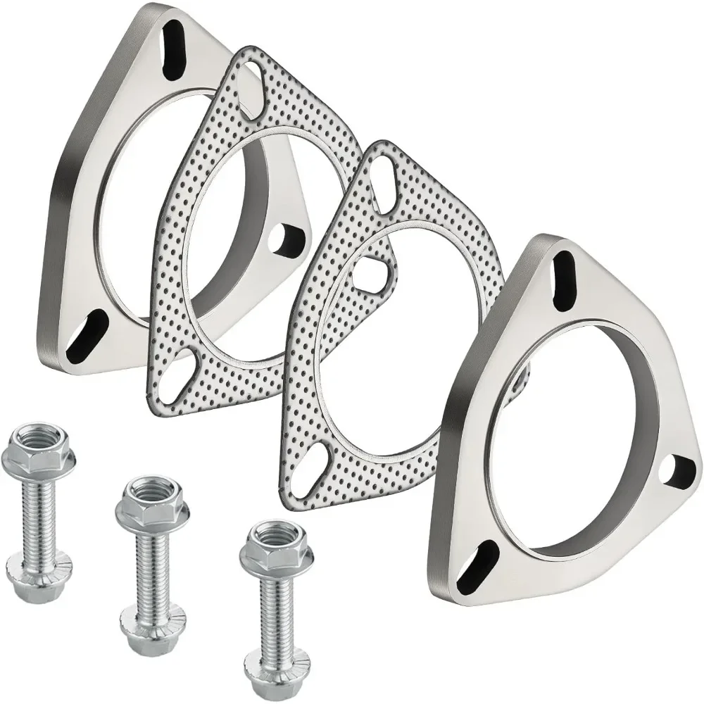 

3 Inch 3 Bolt Stainless Steel Exhaust Flange Kit with Gasket Bolts Nuts Welding Edge 2 Pieces