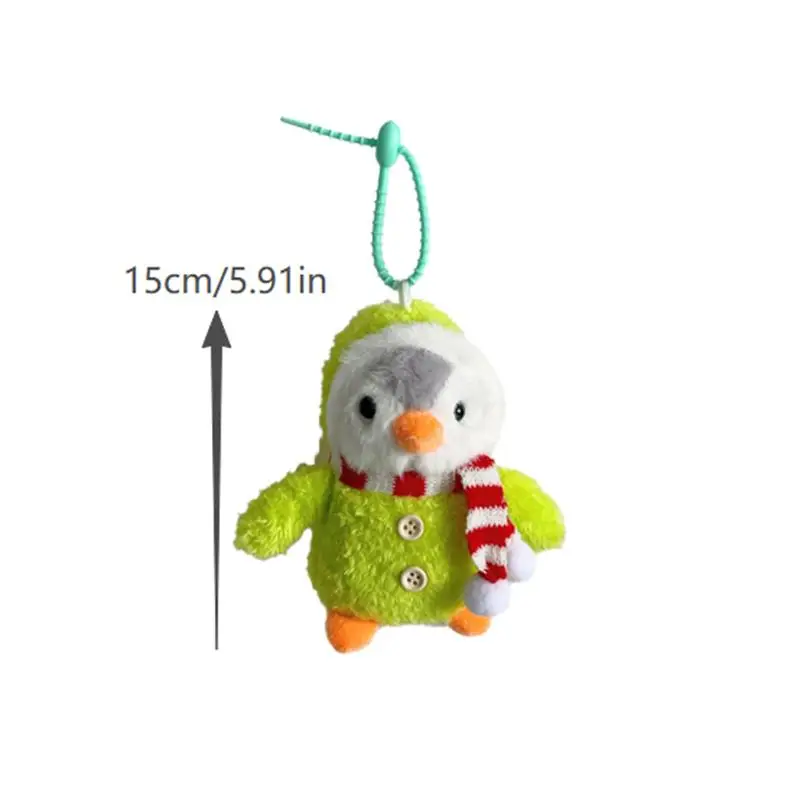 Winterpinguïn pluche pop sleutelhanger speelgoed met kerstsjaal; Girly tas hanger, rugzak hangende aantrekkingskracht, verjaardagscadeau