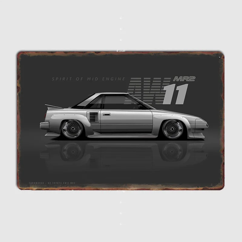 Classics High-performance Sports N2 AW11 MR2 Sports Car Metal Poster indoor outdoor Home Bar Tin Sign Room Decoration Wall Decor