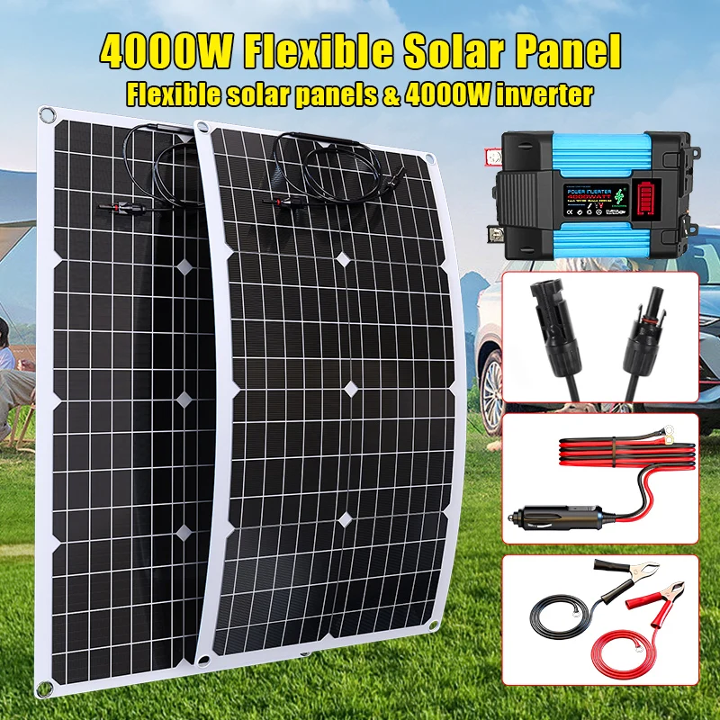 4000W Flexible Solar Panel Kit With Inverter & Controller For 12V/24V Off-Grid Power