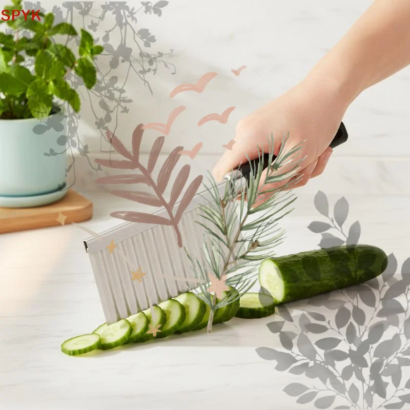 Stainless Steel Wavy Potato Cutter Professional Crinkle Cut Vegetable: 1pc Slicer