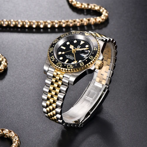 Imagen 2 del producto PAGANI DESIGN nuevo PD-1662 reloj mecánico para hombre con cristal de zafiro superior GMT reloj mecánico automático resistente al agua 100M para hombre