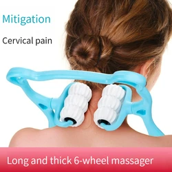 Cervical Massager Clip Neck Massage Artifact Six Wheel Neck Kneading Massager Manual Multifunctional Home Use Fatigue Relief