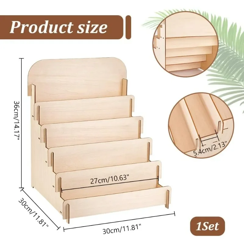 5 Tier Greeting Card Stand Wooden Display Portable Cardboard Sticker Display Retail Stand for Cards