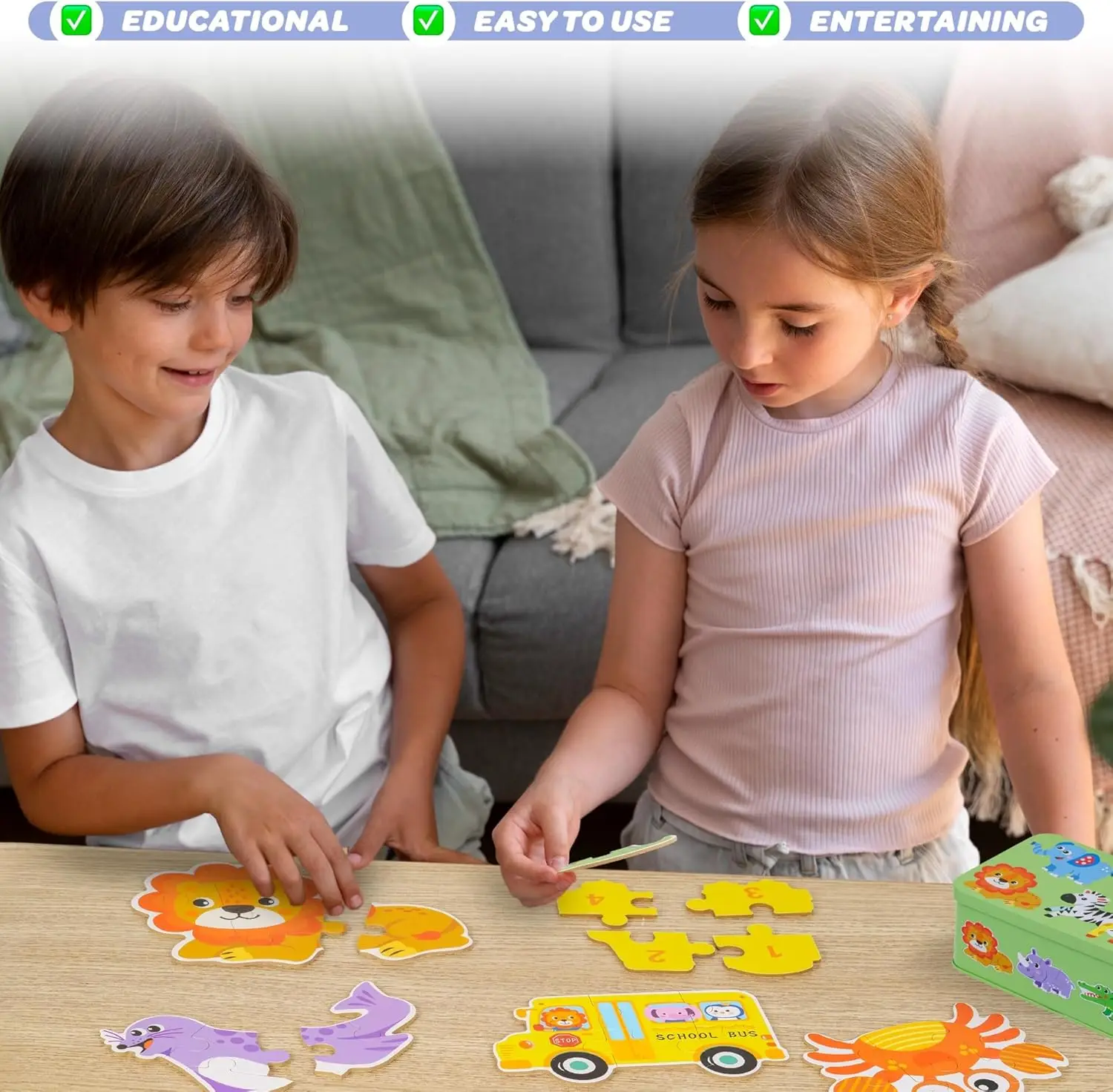 몬테소리 아기 퍼즐 교육 장난감 나무 3D 퍼즐 게임 철 상자 어린이 퍼즐 퍼즐 어린이를위한 나무 퍼즐 2 3 4 년