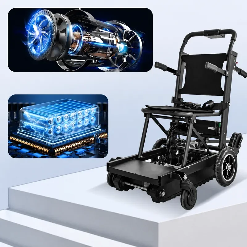 Electric Wheelchair Stair Climber Fully Automatic Crawler Type Mobility Aid for Elderly Disabled People Up and Down Stairs