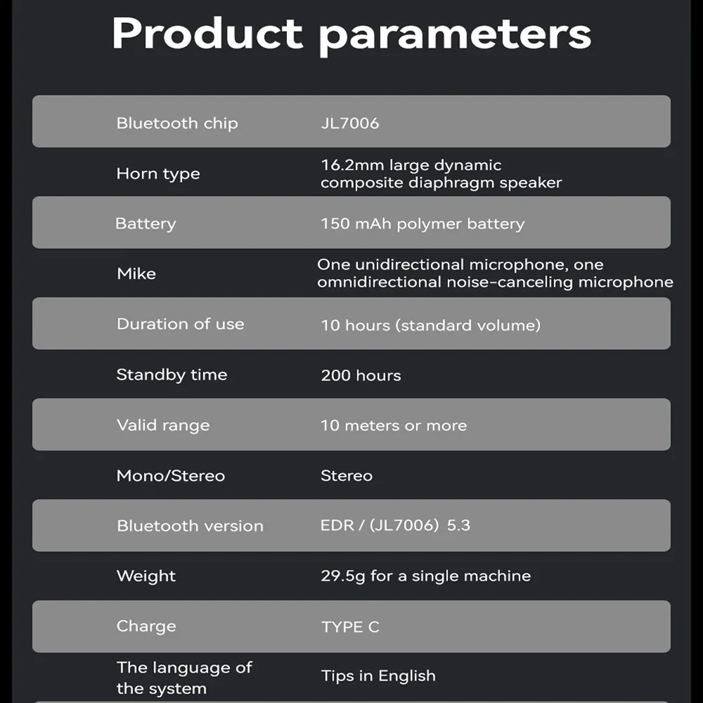 سماعة توصيل الهواء المفتوح المتقدمة BT 53 اللاسلكية 8H وقت اللعب AI ترجمة IPX5 مقاومة للعرق للتدريبات والجري